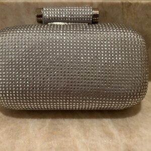 Badgley Mischka Sparkling Silver Clutch (with optional shoulder chain)